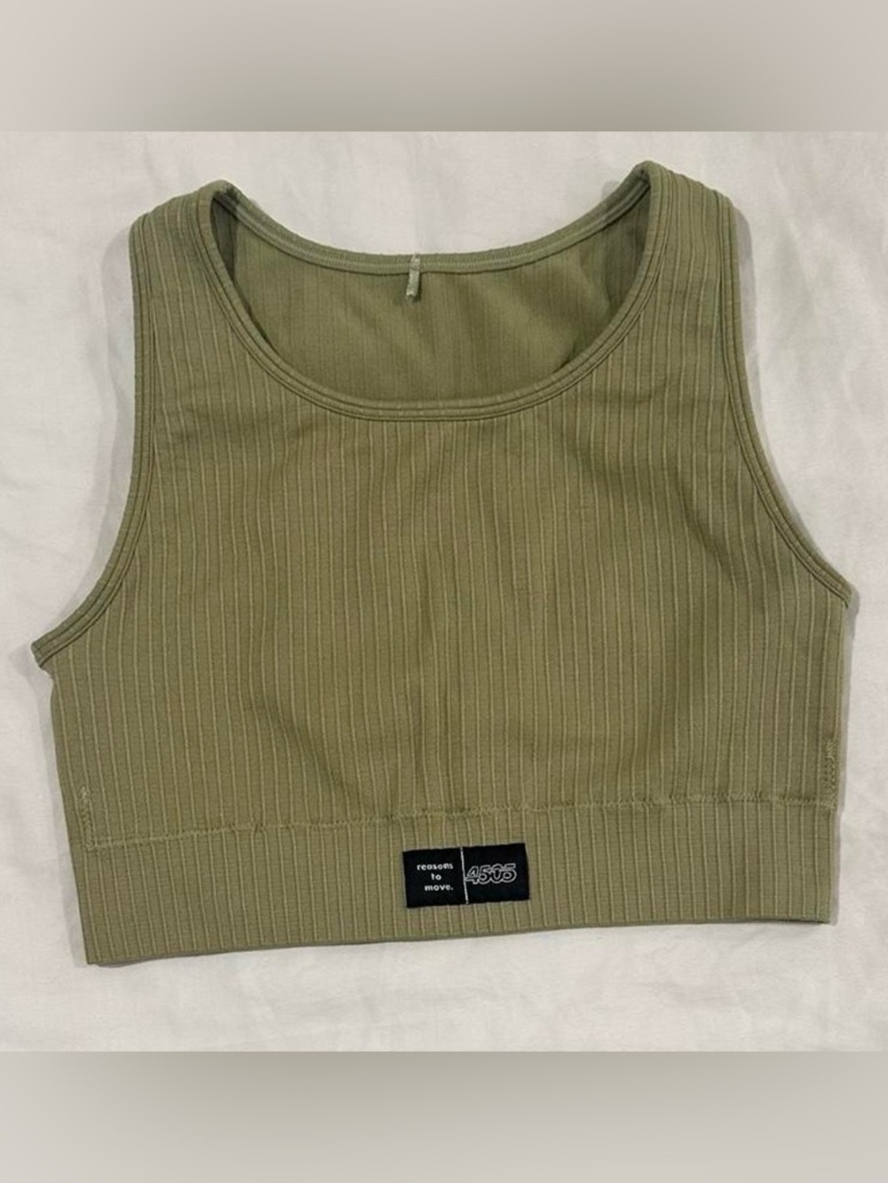 ASOS 4505 Olive Ribbed Crop Tank with Logo Patch